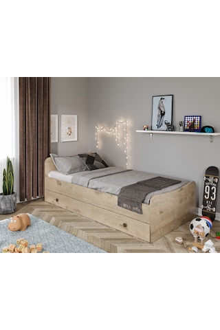 Kznhome Selen Yavrulu Karyola Meşe - Tamamı 1. Kalite Mdf