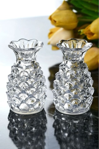 Pineapple Ananas Model 2'li Cam Tuzluk Biberlik Seti Per15525 Seffaf Şeffaf