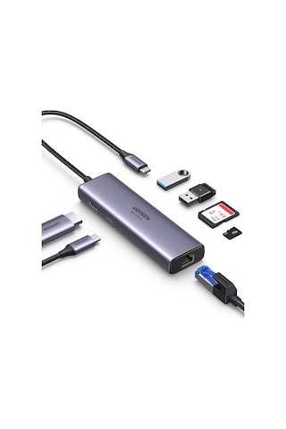 Ugreen 7-in-1 2 Usb 3.0, 100w Type-c, 4k/30hz Hdmı, Rj45, Sd, Tf, 60515