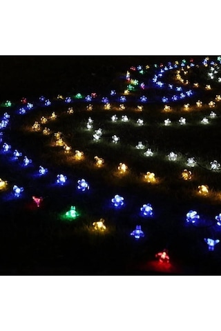 Solar Güneş Enerjili 30 Led Kiraz Çiçeği Ip65 Su Geçirmez Solar Işık Zinciri 6 Metre Rgb Gökkuşağı