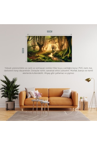 Doğa Ve Manzara Gizemli Orman 04 Çerçevesiz 90x60cm Pvc Tablo