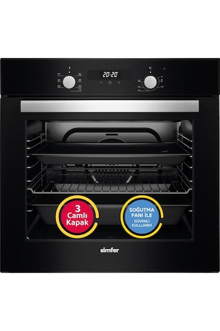 Simfer Turbo Siyah Ankastre Set (7327 Fırın + 3500 Ocak + 8678 Davlumbaz)