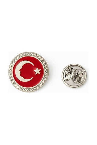 Atatürk Ay Yıldız Silüeti Gold Rozet Kadın & Erkek Parlak Metal Yaka Rozeti Gri