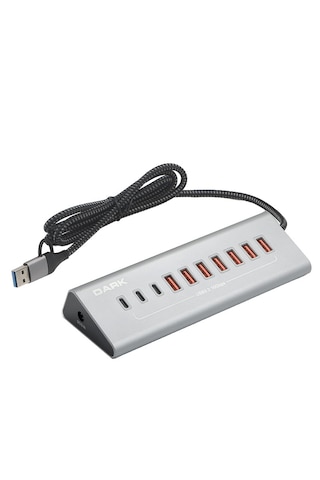 Dark 10 Port Usb 3.2 Gen2 Hub, 7x Usb-a, 3x Type-c, 10gbps, Adaptörlü Çoklayıcı DK AC USB372