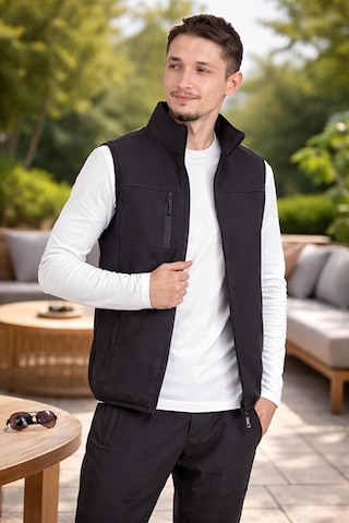 Vatan Tekstil Dik Yaka Slim Fit 3 Cepli Softshell Erkek Yelek Su İtici Kumaş Gri