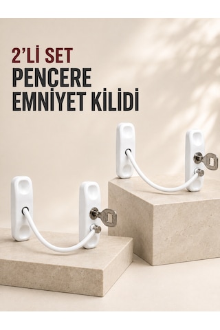 2 Li Set Pencere Güvenlik Kilidi Anahtarlı Kablolu Çocuk Emniyet Kilidi Beyaz - Lisinya