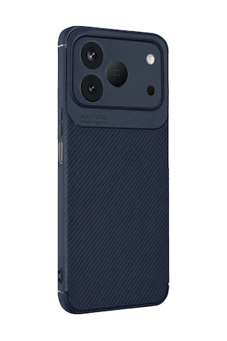 Tecno Spark 50 4g Uyumlu Kılıf Karbon Tasarım Kamera Korumalı Silikon Telefon Kılıfı Kapak Lacivert