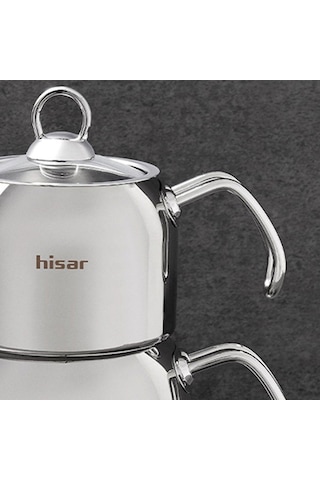 Hisar Satürn Çelik Çaydanlık - Inox - 2 Lt + 1 Lt Inox