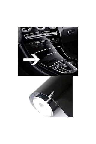 Parlak Siyah Folyo Hava Kanallı Araç Döşeme Kaplama Folyosu Siyah 30 Cm X 1 Metre Piano Black Folyo