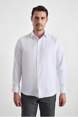 Süvari Beyaz Regular Klasik Yaka Casual Gömlek Sgm2025300001-bey