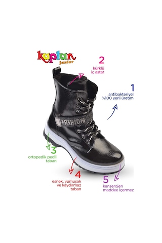 Kaptan Junior Kız Çocuk Botu Frydk 432-436 Siyah