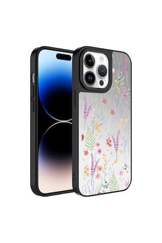 Apple Uyumlu iPhone 14 Pro Max Uyumlu Aynalı Desenli Kamera Korumalı Parlak Zore Mirror Kılıf-dallar Dallar -