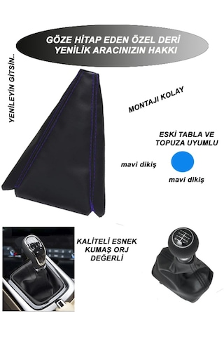 Fıat Doblo Uyumlu Araba,oto,araç Vites Körügü Siyah Deri Mavi Dikiş