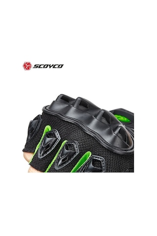 Kosona Yeşil Xl Bilek Korumalı Yarı Parmaklı Motosiklet Sürücü Eldiveni Mc29