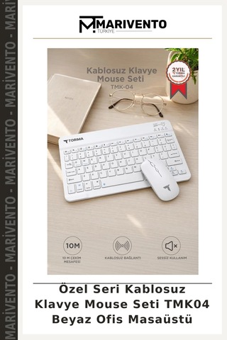 Özel Seri Kablosuz Klavye Mouse Seti Tmk04 Beyaz Ofis Masaüstü Diğer