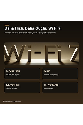 Cudy M11000 Be11000 2.5g Üç Bant Tüm Ev Mesh Wi Fi 7 Sistemi 10,7 Gbps 4 2.5g Port Mlo 320 Mhz 1 Li Paket