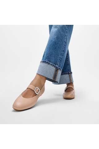 B41 Classic Beige Babet Kadın E3j-b41/001 Fitflop Delıcato Crystal-buckle Leather Mary Janes B41 Classic Beige