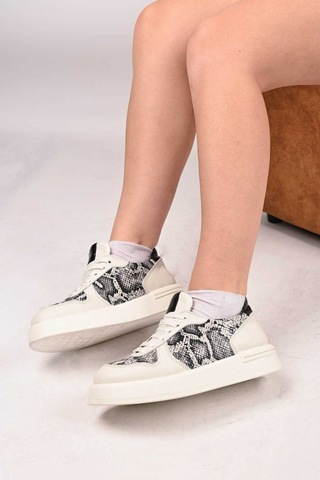 Bestello Bağcıklı Termo Taban Hakiki Deri Sneaker Ayakkabı 101-farbı-52 Kadın Ayakkabı Beyaz
