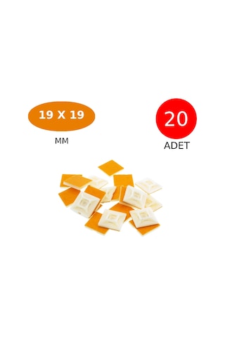 Tek-iş Plastik Kablo Bağı Klipsi Cırt Kelepçe Tutucu Yapışkanlı 19 X 19 X 3.9 Mm 20 Adet