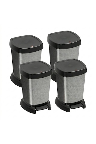Paso Dekoratif Çöp Kutusu 6 L 4'lü Set - Karbon