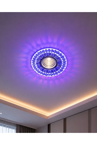 2 Adet Noas Yl65 1757 Flora Led Çerçeveli 4000k + Mavi Yuvarlak Kristal Cam Spot Beyaz
