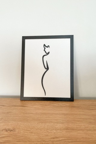 Klks521a - Modern Siyah Çerçeveli Kadın Silüetli Ahşap Tablo 3d Katmanlı Dekor 25x20 Cm