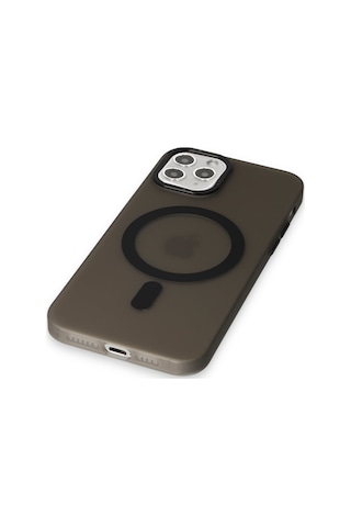 Newface - 886 - Apple iPhone Uyumlu 11 Pro Max Kılıf Lodos Magneticsafe Mat Kapak - Csmo-tex - - Siyah