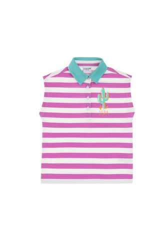 U.S. Polo Assn. Kız Çocuk Fuşya Polo Yaka Çizgili Kolsuz Tişört 50306236-VR023