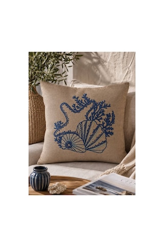 Punch Nakışlı Kırlent Kılıfı 45x45 Cm Kırlangıç Home Çapa Çiçek Desenli Bej-deniz Kabuğu Punch Nakışlı Kırlent Kılıfı 45x45 Cm Kırlangıç Home Çapa Çiçek Desenli Bej-deniz Kabuğu