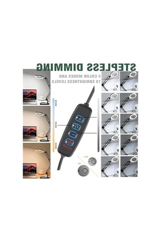 Büyüteçli Masa Lambası Usb Güç Bağlantılı 10x Büyütmeli Led Işıklı Masaüstü Lamba 360 Derece Dönebilen Başlıklı Ayarlanabilir Parlaklık Seviyeli Esnek Kollu Çalışma Lambası Flb06 10 Parça Siyah