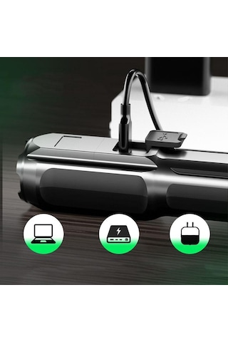 Zoom Özel Kuvvetler El Feneri Güçlü Işık Şarj Edilebilir Açık Hava Meşaleleri Taşınabilir Dayanıklı Uzun Menzilli Süper Parlak Led El Feneri Siyah