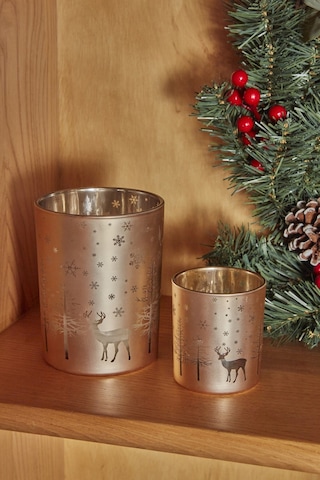 Karaca Home New Year Yılbaşı 24 Helena Gold Cam Mumluk 7x7,8 Cm 153.09.01.1720
