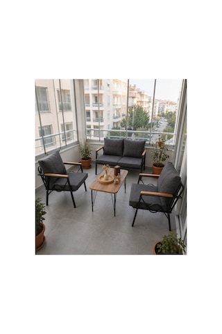Rüya Model, Balkon, Bahçe, Cafe, Balkon Takımı, Bahçe Mobilyası, Oturma Grubu, Metal Kanepe, 2 1 1 Sehpalı