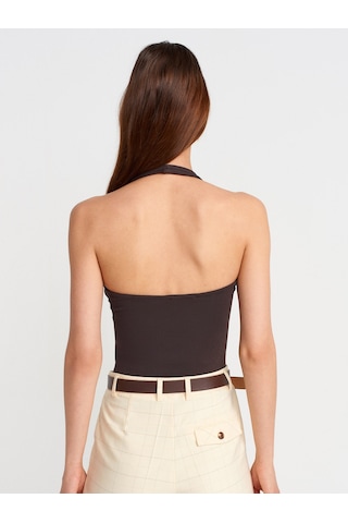 Dilvin 21052 Halter Yaka Top-koyu Kahve Koyu Kahve