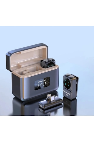 Q12 Iphone Ve Android Uyumlu Kablosuz Yaka Mikrofonu Göstergeli Led Şarj Kutulu Gürültü Azaltma