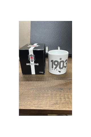 Beşiktaş Lisanslı Taraftar Seramik Kupa Siyah Beyaz