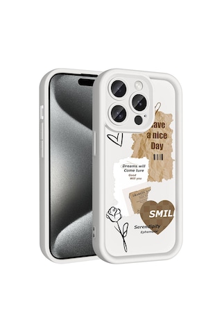 Nourthkiingdom Apple Uyumlu iPhone 14 Pro Kılıf Kamera Korumalı Baskılı Arka Yüzey Nrtk Klas Kapak - Beyaz Beyaz