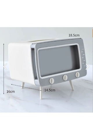 Tv Şeklinde Retro Telefonluk Peçetelik Hediyelik Telefon Aksesuarları Gri