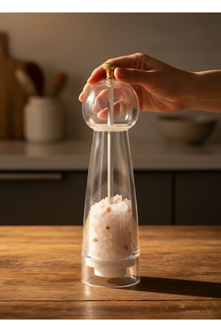 20 Cm Tamamı Şeffaf Akrilik Baharat Değirmeni Kristal Tasarım Profesyonel Öğütücü Şeffaf