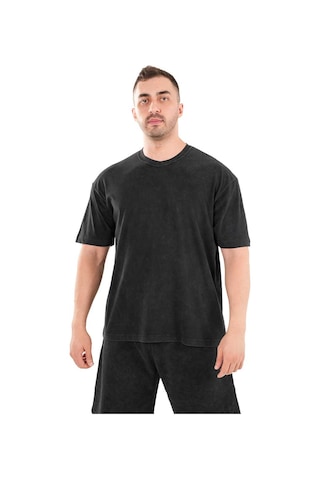 Kingsize Nutrition Kingsize Hard Work Antik Yıkamalı Oversize T-shirt Siyah Siyah