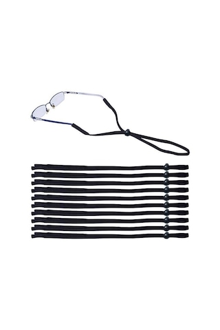 10 Adet Siyah Sporcu Gözlük İpi Siyah