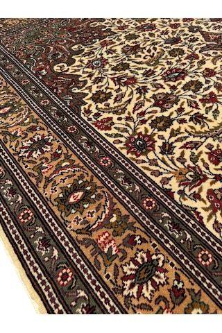 El Dokuma Sıfır Bünyan Halısı 200x296 Krem Kahve Yeşil %100 Yün Halı