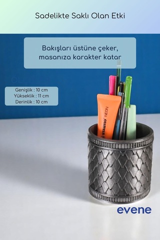 Kalemlik Masa Kalemliği Organizer Kalemlik Gümüş Eskitme Renk Model 87 Çok Renkli