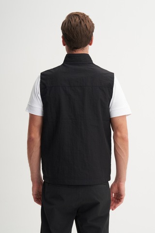 Cazador Regular Fit Baharlık Crinkle Kumaş Yelek Siyah