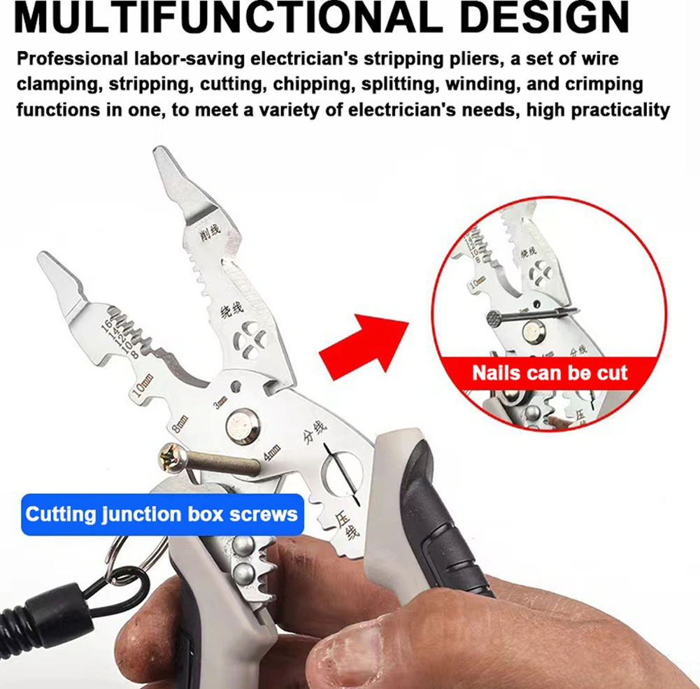 Skycity Endüstriyel 7.5 İnç Dirsekli Tel Soyucu, 0.8-1.6mm Aralığında Kesme, Kırma, Presleme Ve Vidalama İşlevleriyle Ergonomik Grip