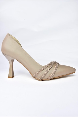 Fox Shoes P246068504 Ten Kumaş İnce Topuklu Kadın Ayakkabı Ten Rengi