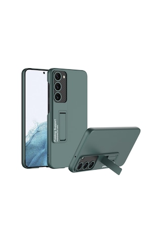 Samsung Galaxy S22 Plus Uyumlu Standlı Mat Full Koruyucu Kapak Matte Full Protective Cover Kırmızı