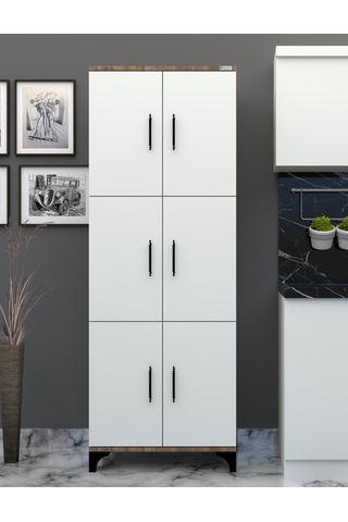 % 100 Mdf 6 Kapaklı Çok Amaçlı Kiler, Banyo, Ayakkabılık, Balkon Dolap Kapaklar:beyaz Parlak--gövde Sümla
