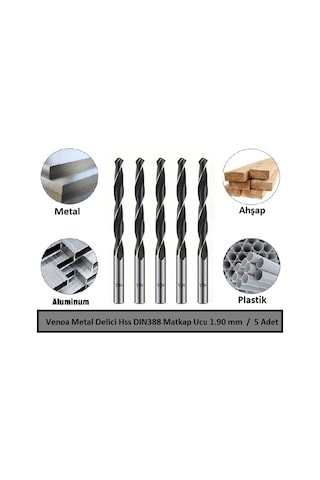 Venoa Metal Delici Hss Dın388 Matkap Ucu 1.90 Mm Paket 5 Li