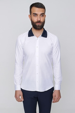 Efor G 1491 Slim Fit Beyaz Spor Gömlek Beyaz